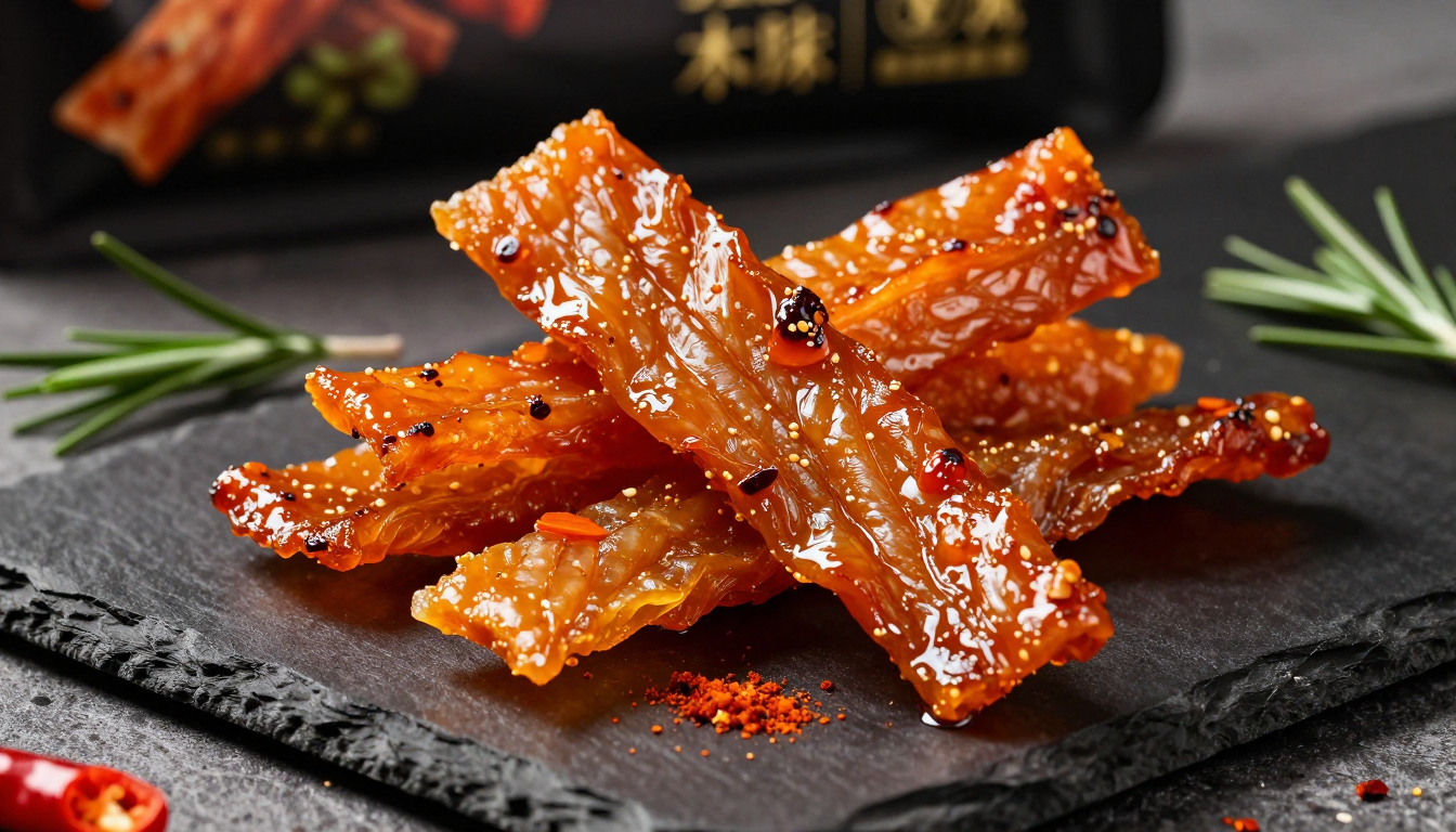 Sweet Chilli Sriracha soft-dried chicken jerky visual