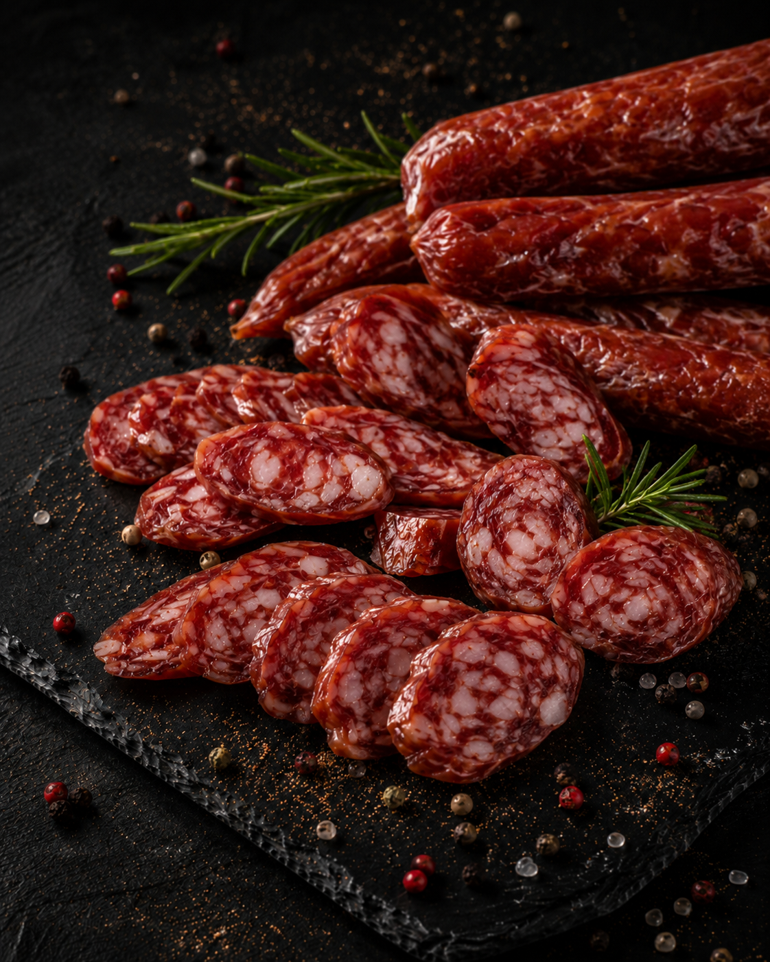 Cured pork sausage snack development visual